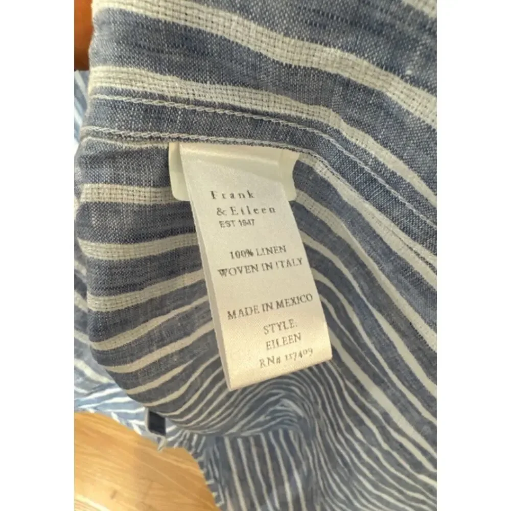 Frank & Eileen Eileen Linen Shirt in Blue Stripe size S small